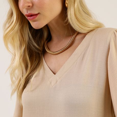BLUSA MC MANGA AMPLA 410827 BEGE P