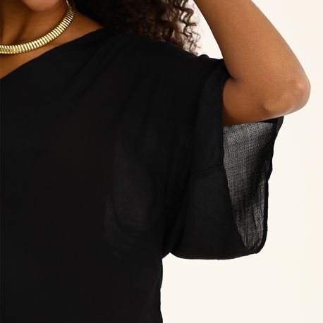 BLUSA AMPLA MC 410826 PRETO P