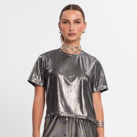 BLUSA MC SHINE E15039 GRAFITE P