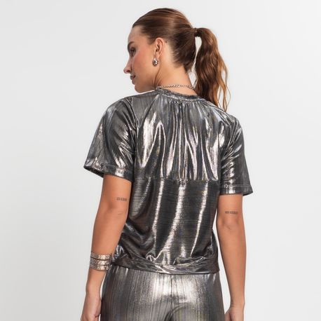 BLUSA MC SHINE E15039 GRAFITE P