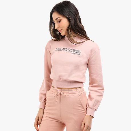MOLETOM GOLA ALTA BARRA SILK 2255 ROSE G
