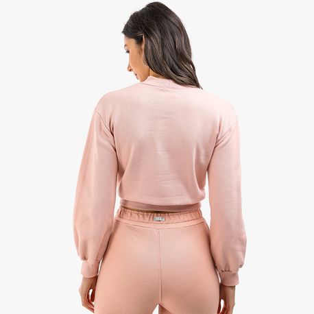 MOLETOM GOLA ALTA BARRA SILK 2255 ROSE G