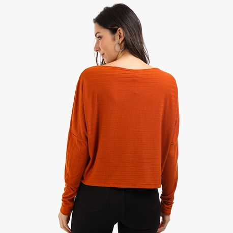 BLUSA MORCEGO 3/4 CANELADO LARGO 6302345 TELHA P