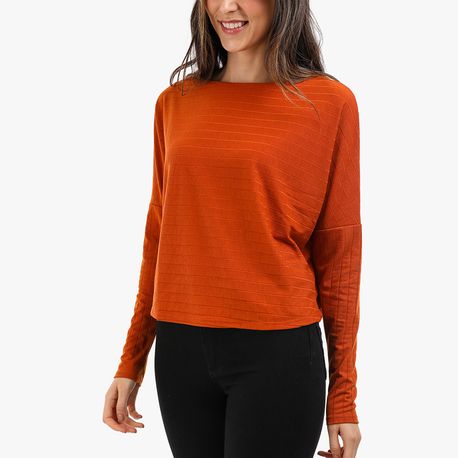 BLUSA MORCEGO 3/4 CANELADO LARGO 6302345 TELHA P