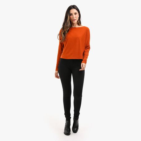 BLUSA MORCEGO 3/4 CANELADO LARGO 6302345 TELHA P