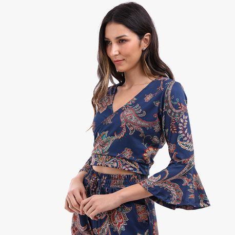 CROPPED FLARE AMARRACAO PAISLEY 5716 MARINHO P