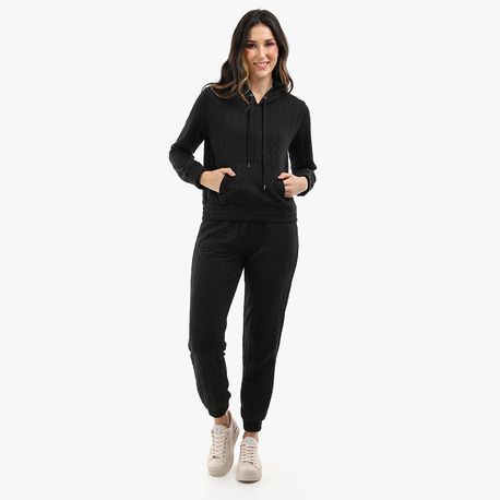 MOLETOM TEXTURA CAPUZ 8052 PRETO P