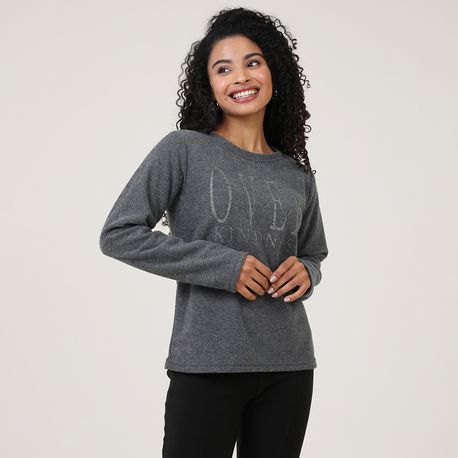 MOLETOM BOUCLE SILK GLITTER B3085 GRAFITE M