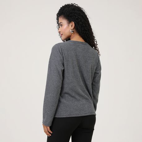 MOLETOM BOUCLE SILK GLITTER B3085 GRAFITE M