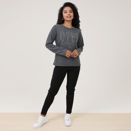 MOLETOM BOUCLE SILK GLITTER B3085 GRAFITE M