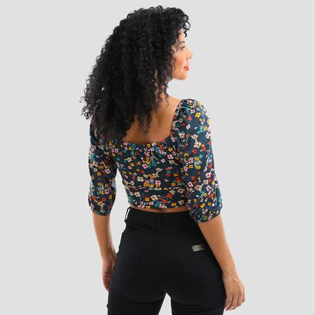 CROPPED NO PALA 3/4 EST FLORAL 25095 MARINHO P