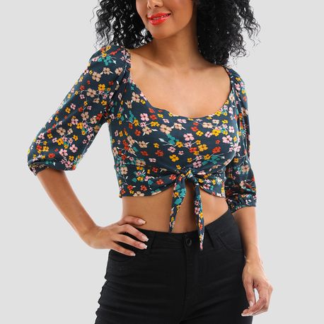 CROPPED NO PALA 3/4 EST FLORAL 25095 MARINHO P