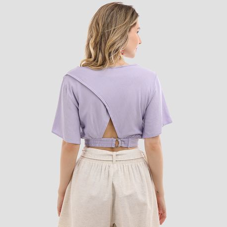 CROPPED TP ABERTURA COSTA ELASTICO 10799 LILAS P