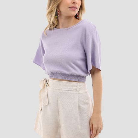 CROPPED TP ABERTURA COSTA ELASTICO 10799 LILAS M