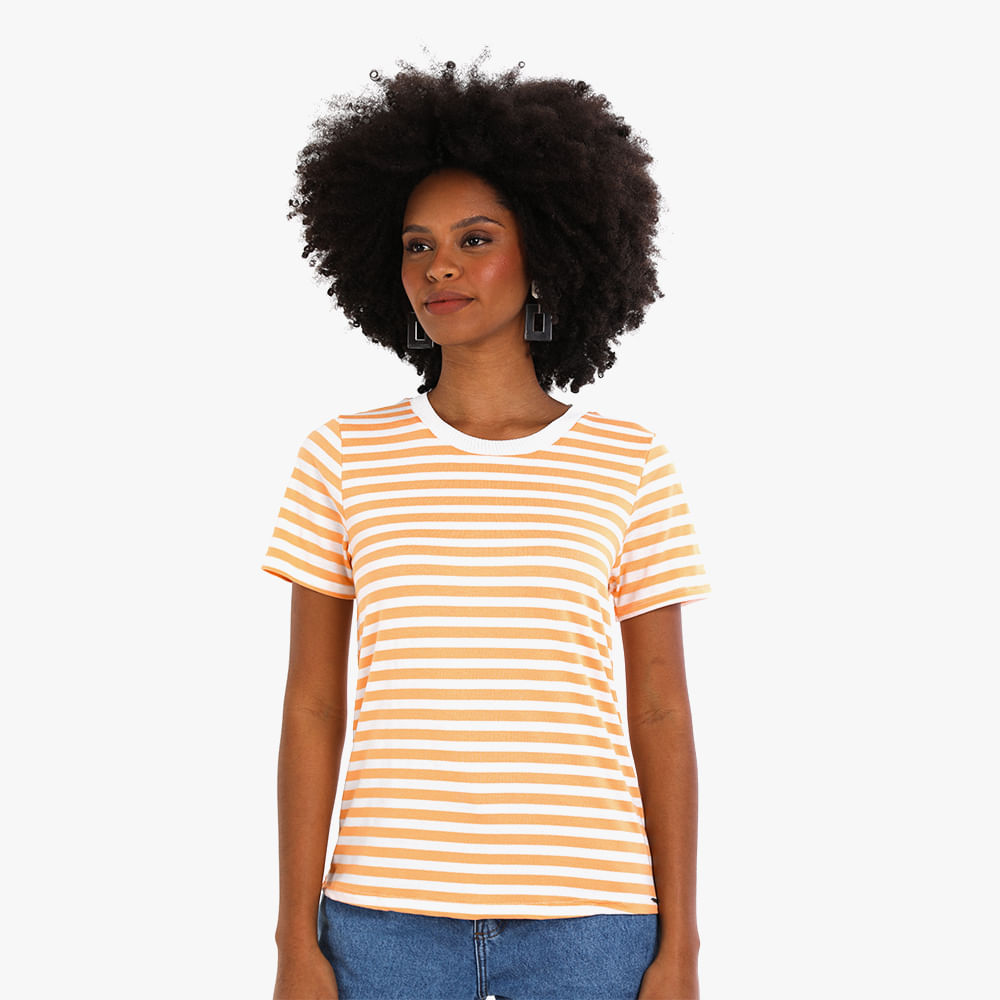 BLUSA MC LISTA GOLA TRICOT 43958 CORAL G