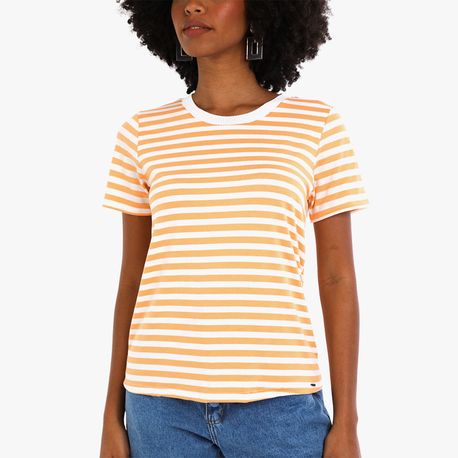 BLUSA MC LISTA GOLA TRICOT 43958 CORAL G