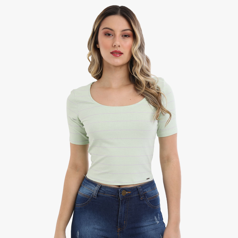 BLUSA MC CANEL LISTRA 39196 VERDE M