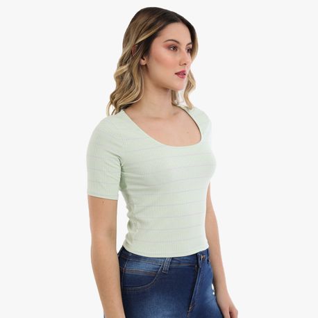 BLUSA MC CANEL LISTRA 39196 VERDE M