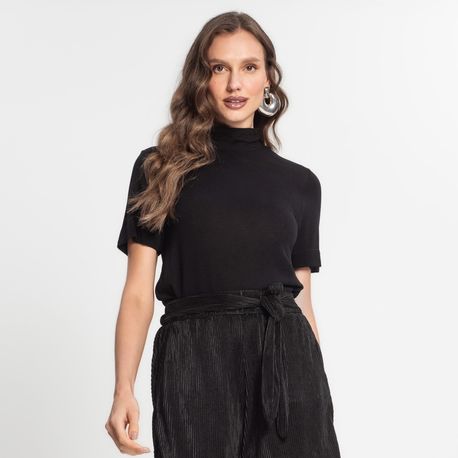 BLUSA MC ALTERNECK TRICOT E14436 PRETO P
