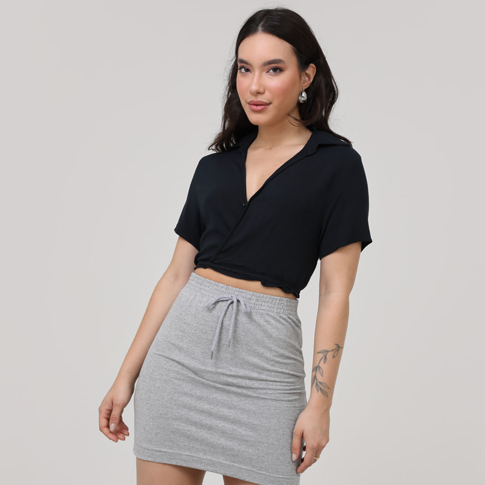 CAMISA CROPPED AMARRACAO TP 103116 PRETO P