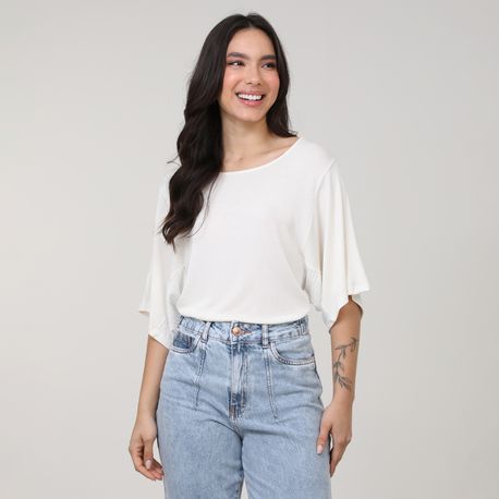 BLUSA MC DETALHE LATERAL 616582 OFF WHITE P