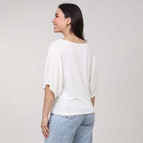 BLUSA MC DETALHE LATERAL 616582 OFF WHITE P