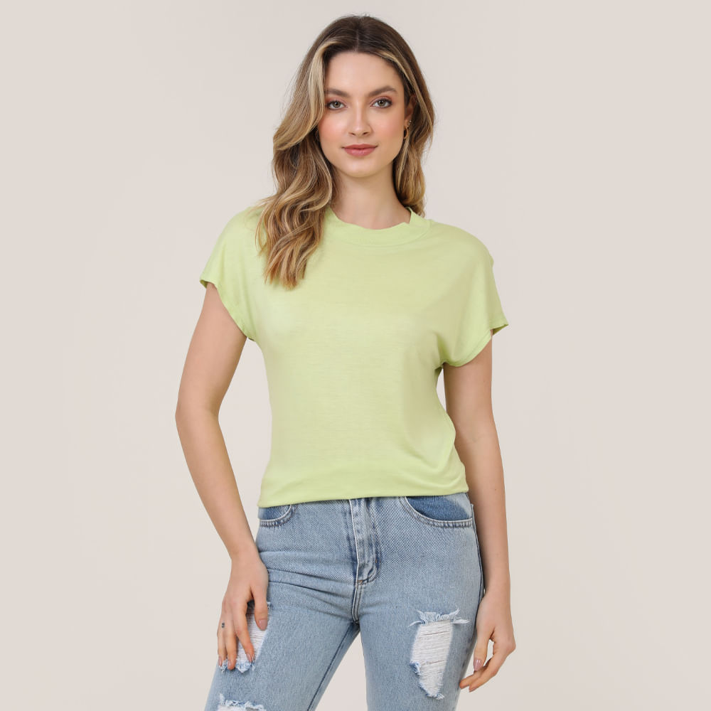 T SHIRT AMPLA GOLA TRICOT 702998 VERDE P