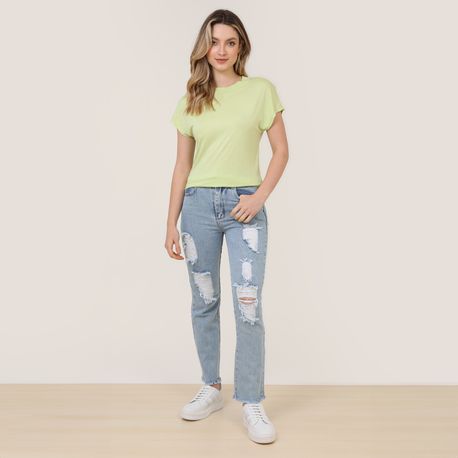 T SHIRT AMPLA GOLA TRICOT 702998 VERDE P
