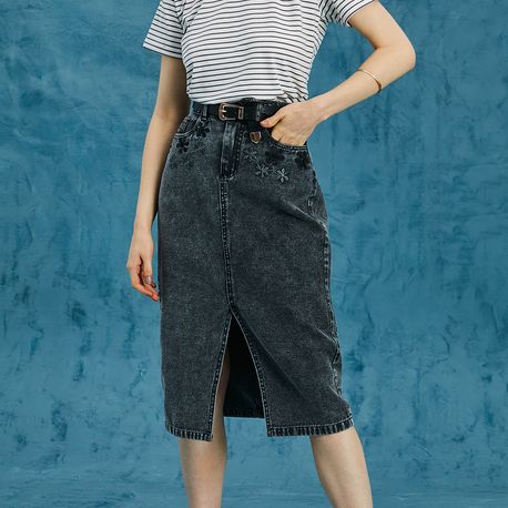 SAIA JEANS MÍDI C/ BORDADO 01075 JEANS BLACK 36