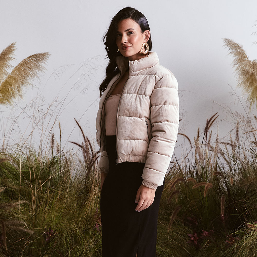 JAQUETA PUFFER SUEDE 620314 KAQUI P