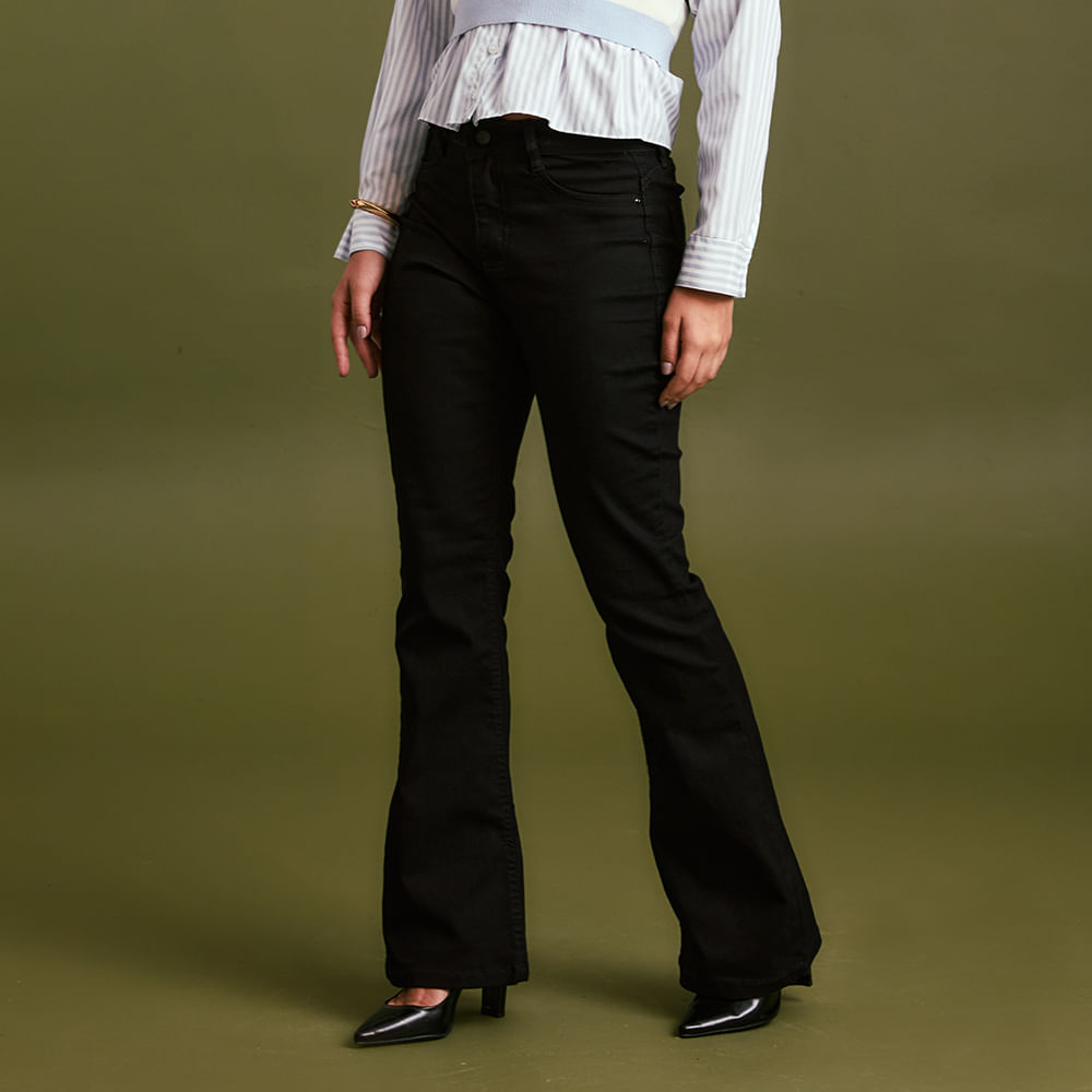 CALÇA FLARE SARJA BLACK 2240 PRETO 36