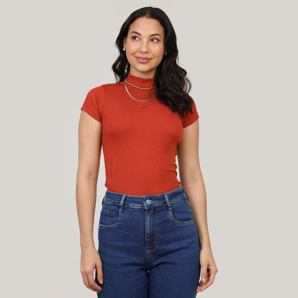 BLUSA  MC CANEL  GOLA ALTA 03 2 05 FERRUGEM P
