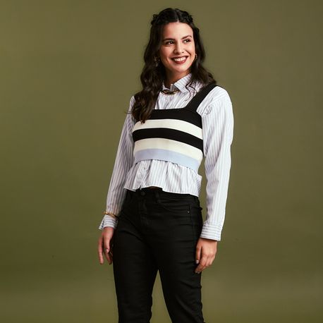 CAMISA VISCOSE LISTRADA 703627 AZUL CLARO P