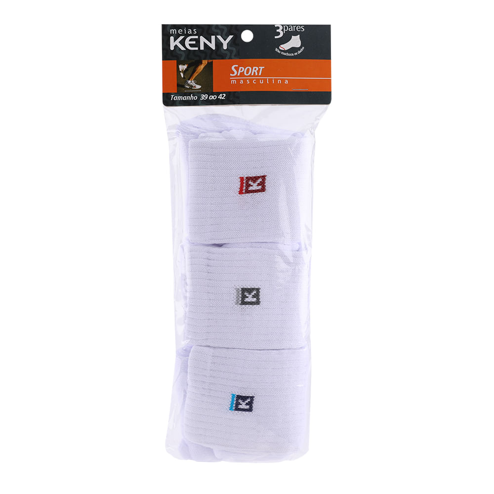 MEIA KIT C/3 CANO MEDIO MASC  1005002 BCO/BCO/BCO 39/42