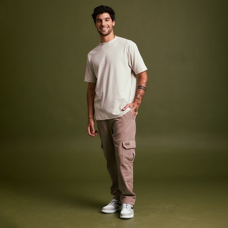 CALÇA JOGGER JEANS CARGO 70013/ SARJA CAPUCCINO 38