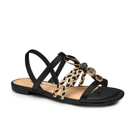 RASTEIRA SANDALIA CALCE FACIL PEDRAS Y7992 PRETO 34