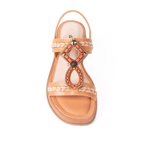 SANDALIA RASTEIRA PEDRA Y7971 CARAMELO 38