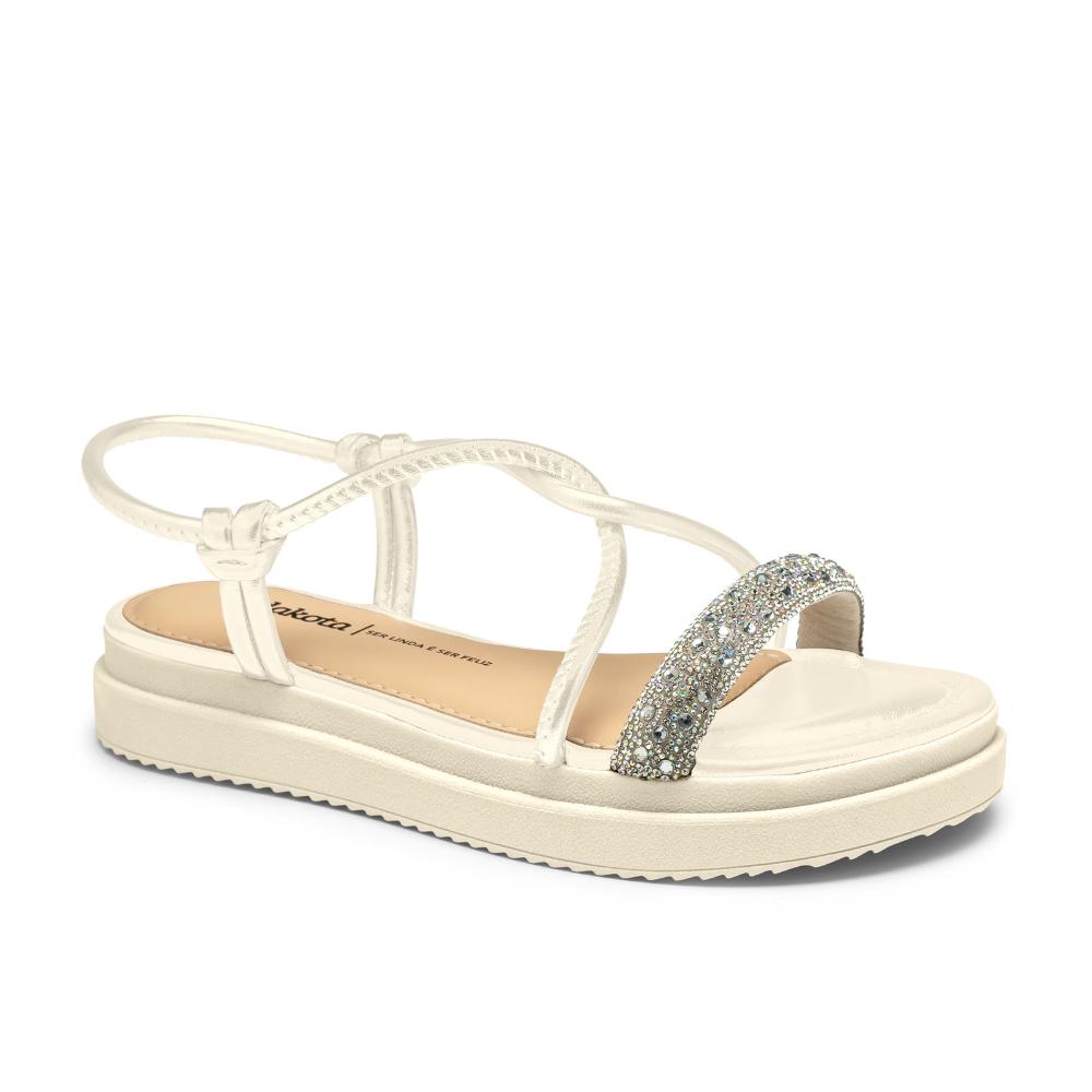 RASTEIRA SANDALIA TIRA STRASS Y7631 CREAM 38