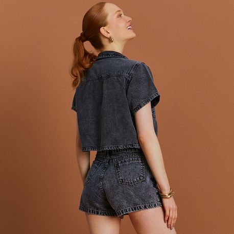 SHORT JEANS BLACK C/ BORDADO 20347 JEANS BLACK 36