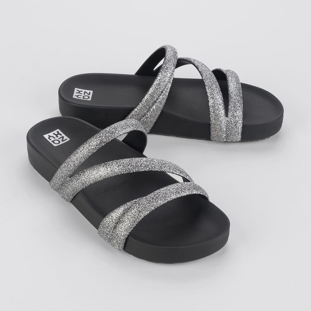 RASTEIRA SANDALIA ZAXY GLITTER 18956 AY009-PREO/PRATA 33/34