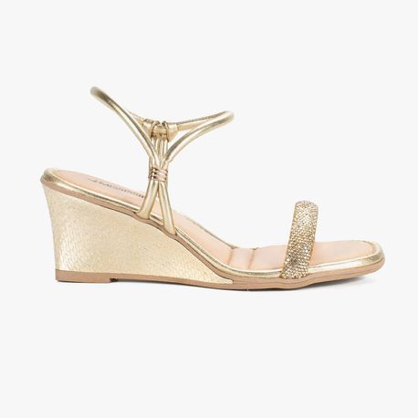 SANDALIA ANABELA STRASS MB892 05CHAMPAGNE/OURO LIGHT 35