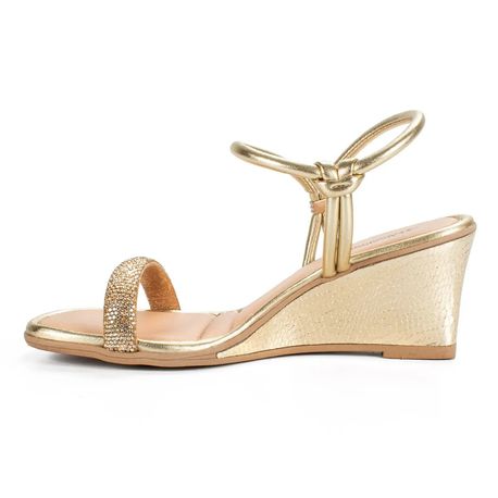 SANDALIA ANABELA STRASS MB892 05CHAMPAGNE/OURO LIGHT 35
