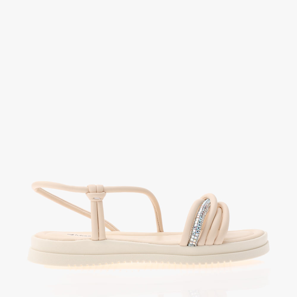 SANDALIA FLATFORM TRANCA BRILHO Q9803 0004-BAUNILHA 36