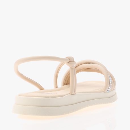 SANDALIA FLATFORM TRANCA BRILHO Q9803 0004-BAUNILHA 36
