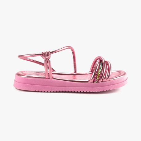SANDALIA FLATFORM TRANCA BRILHO Q9803 0007-PINK 34