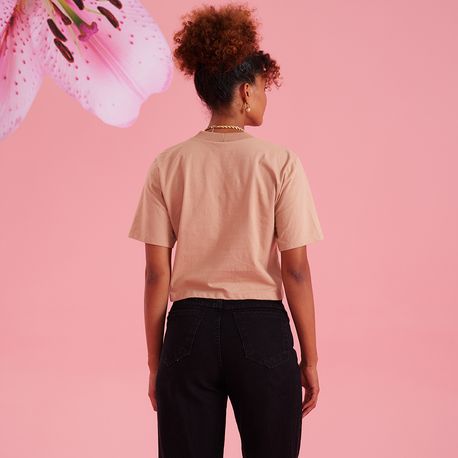 TSHIRT CROPPED COLLEGE CALIFORNIA 1470010003 BEGE P