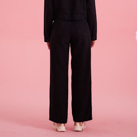 CALÇA SARJA WIDE LEG CORAÇÃO LASER 3994AD PRETO 36
