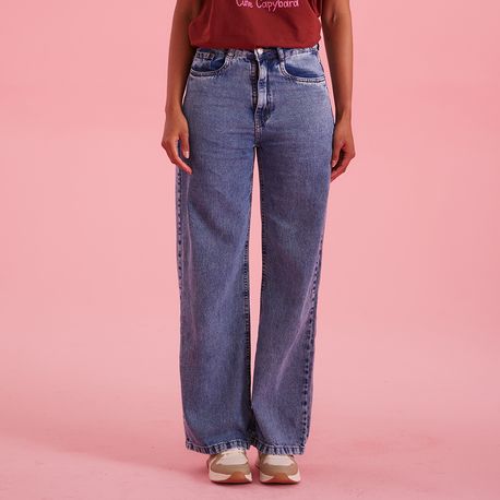 CALCA JEANS RETA APLIQUE FRT KT297 JEANS MEDIO 36