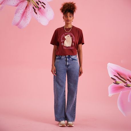 CALCA JEANS RETA APLIQUE FRT KT297 JEANS MEDIO 36