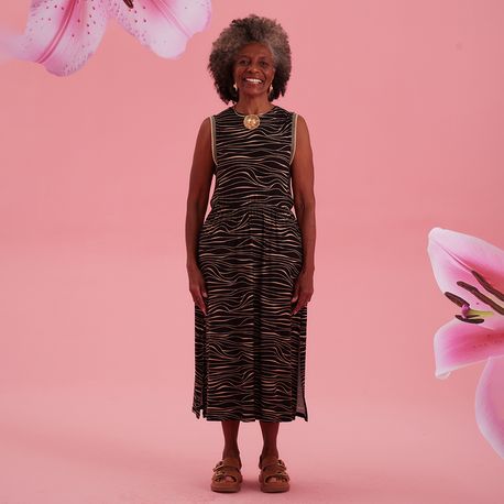 VESTIDO MIDI CREPE ESTAMPADO 33492 ESTAMPADO P
